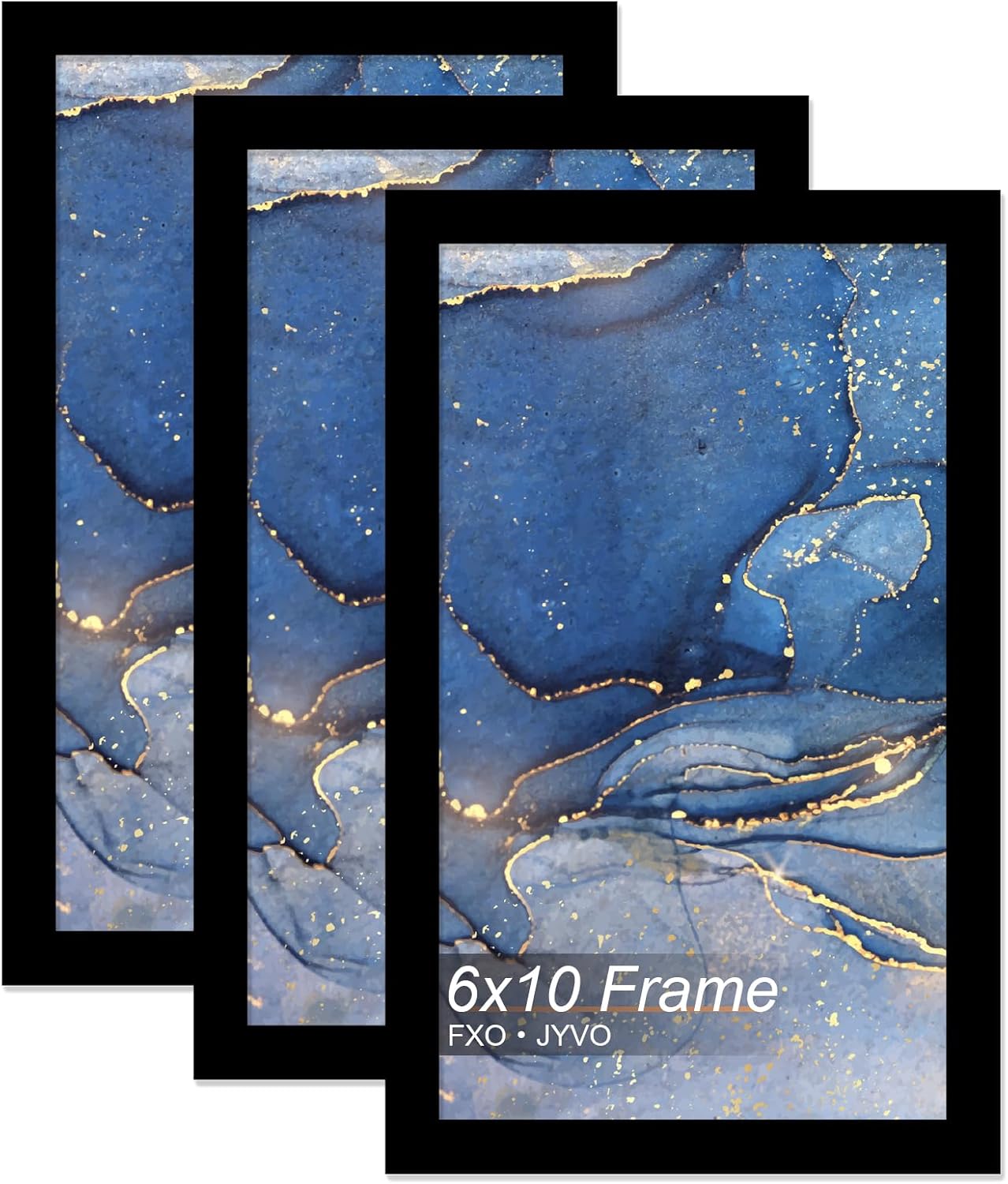 6x10 Picture Frame Set of 3, Black Frame for 6 x 10 Inch Picture Poster Photo, Light Weight and High Transparent 6 by 10 Frame for Wall - 3 Pack/Black/6"x10"