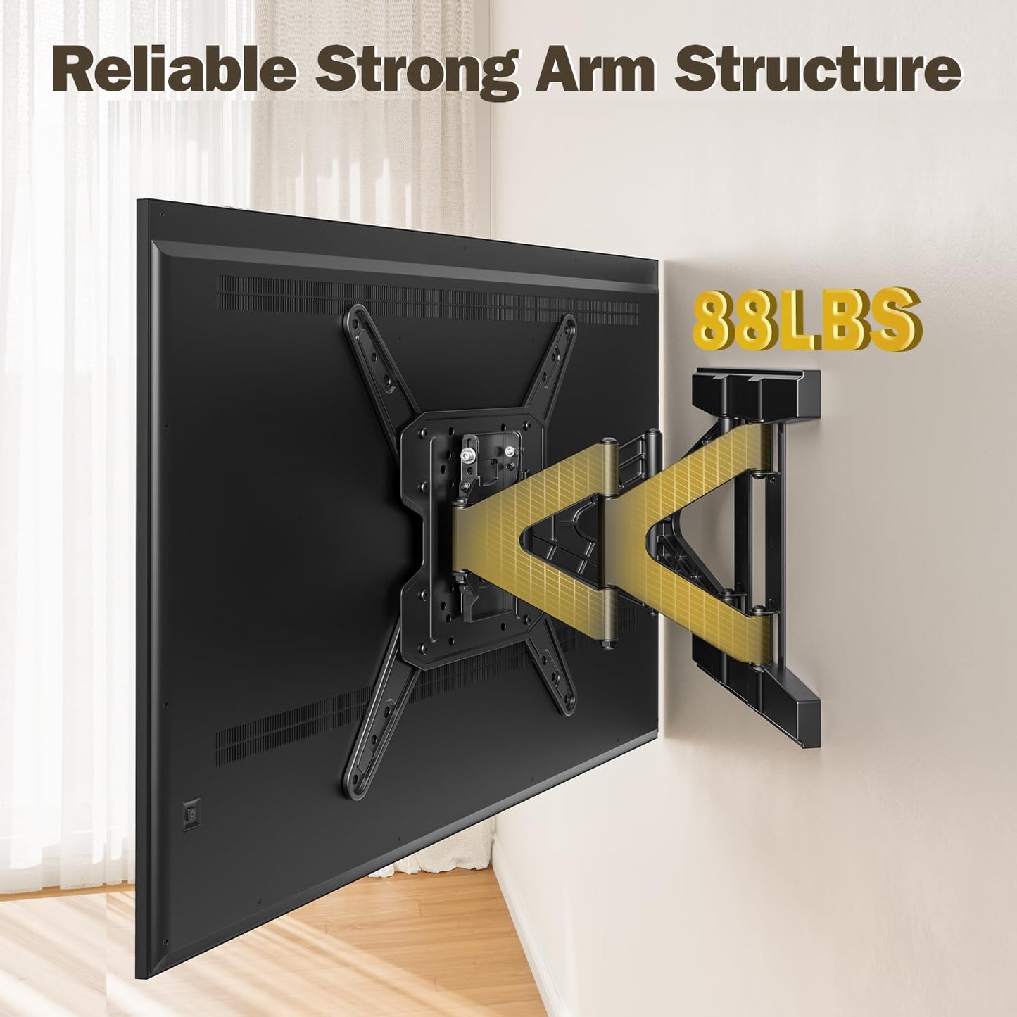Mounting Dream Ultra Slim TV Wall Mount for 26-75 Inch Television, Full Motion Bracket with Smooth Extension, Swivel and Tilt, 1.38” Thin Low Profile TV Mount Fits 16'' Studs, Up to 400x400mm, 88lbs