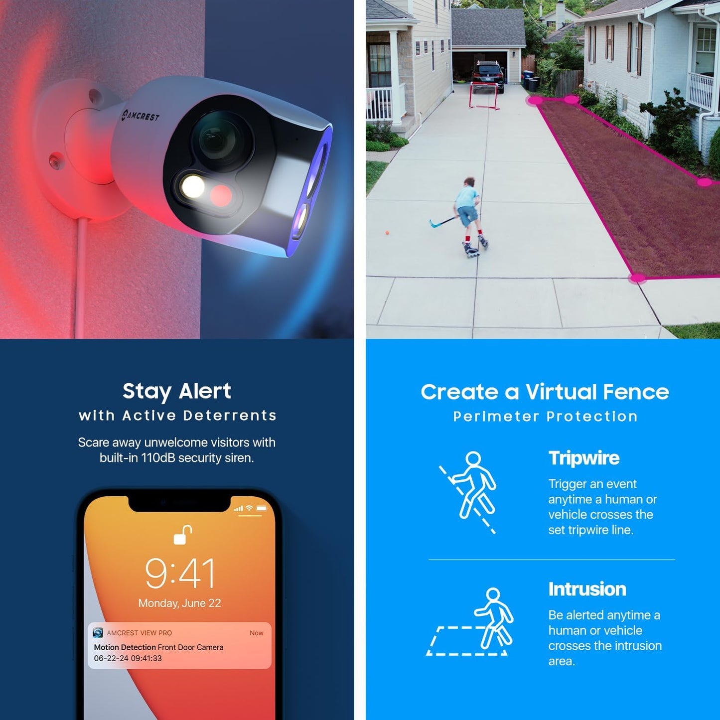 Amcrest Dual-Lens 4K (8MP) Outdoor Security WiFi Camera, 2 x 4MP Lenses WiFi AI Bullet IP Camera, Dual-Band 2.4Ghz & 5Ghz, Face Detection, Panoramic 180° FOV, 4K@15fps IP8M-DLB2998W-AI (White)