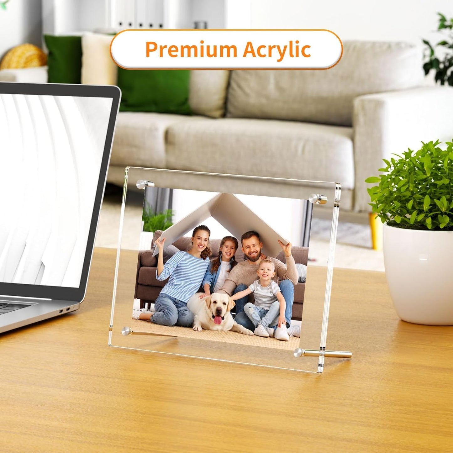 AITEE 8x10 Acrylic Picture Frames 2 Pack, Clear Desk Picture Frames with Stand, Modern Frameless Floating Frames Lucite Transparent Square Cubes Frame for Wall & Desktop Display Gift for Home Office
