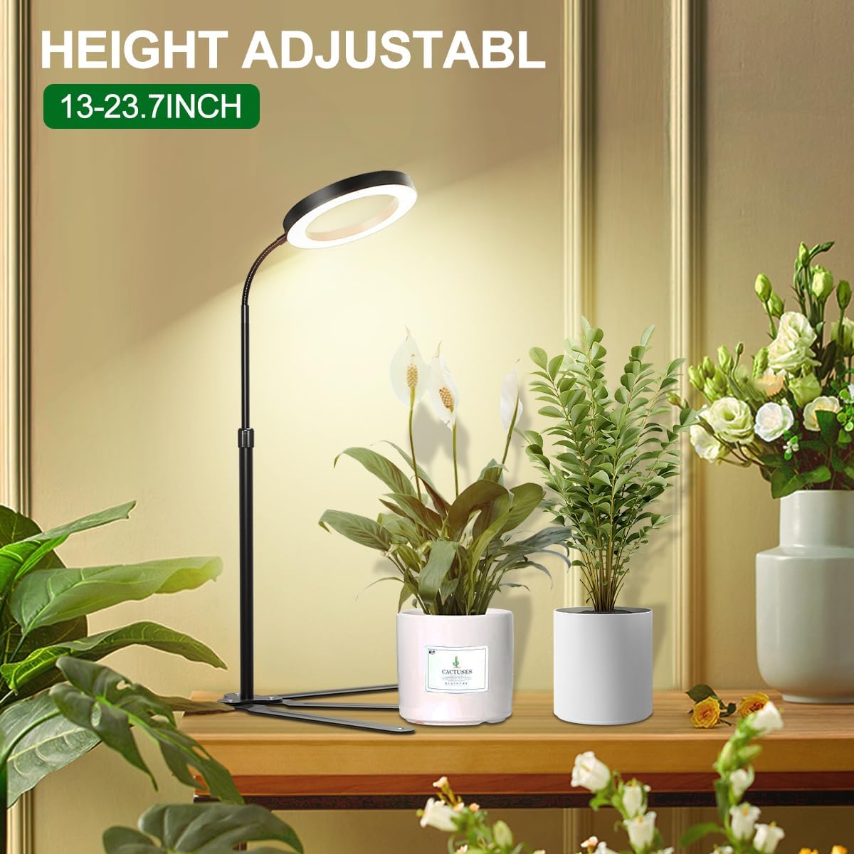 YEOLEH Plant Light for Indoor Growing Plants 6000K Full Spectrum LED Grow Lamp with Dimmable & Auto Timer