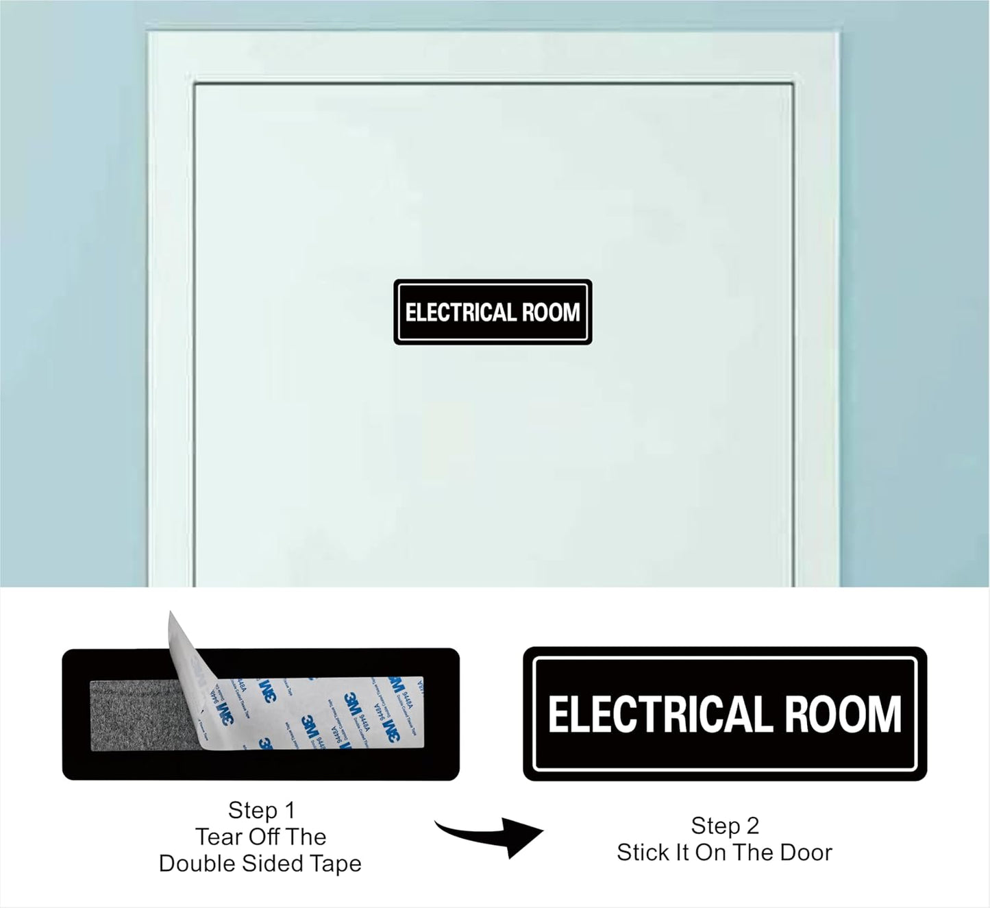 Electrical Room Sign - Premium Durable Acrylic Material, Ultra-strong Self-adhesive, Quick Installation, Suitable for Your Home and Business (9×3 Inches Black).