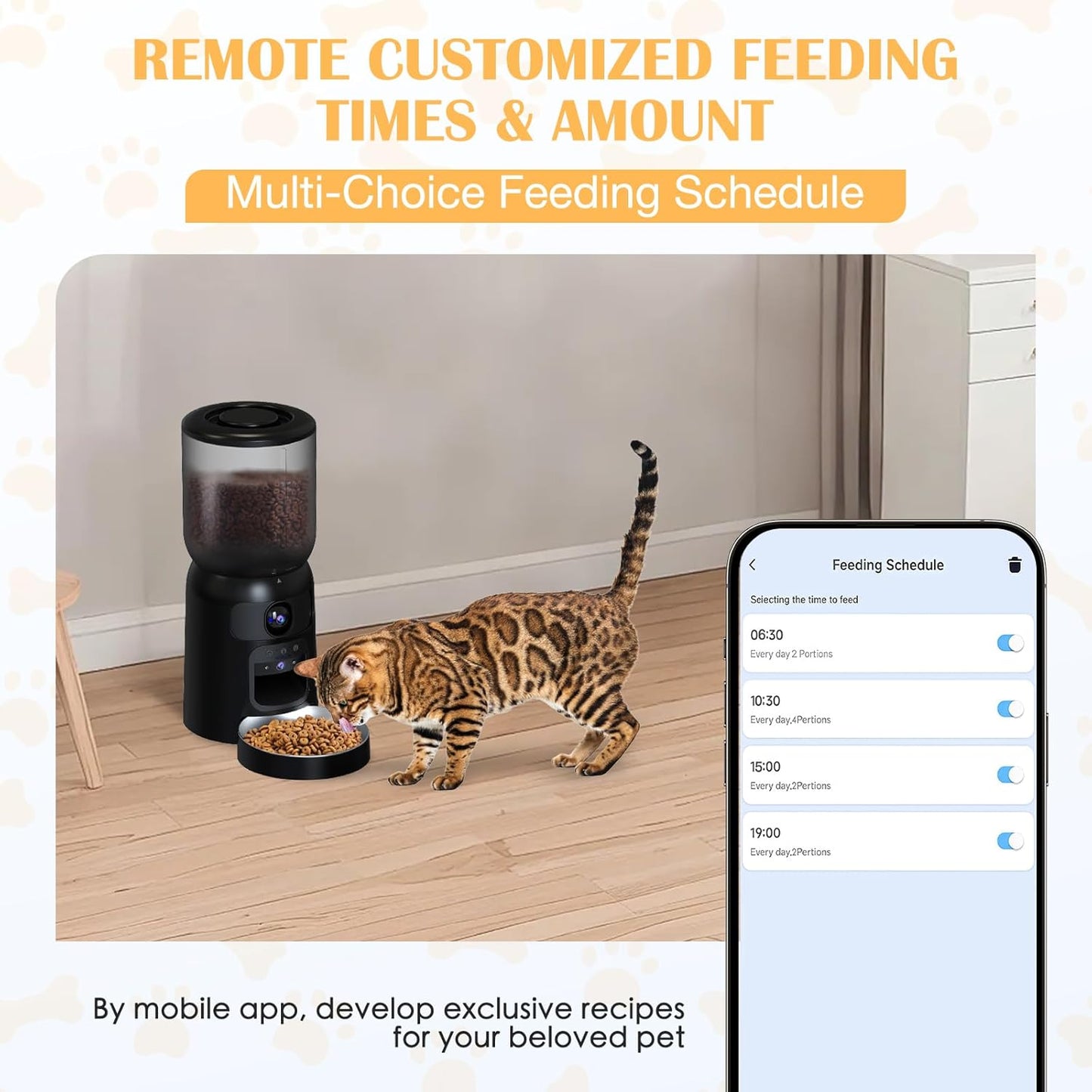 Automatic Cat Feeder with 2K HD Dual Cameras, 2.4/5G WiFi 6L Feeder, Pet Feeder Automatic for Cats & Dogs, Cat Food Dispenser with Cameras, Laser Interactive Toy & Night Vision(Black-Dual Cameras)