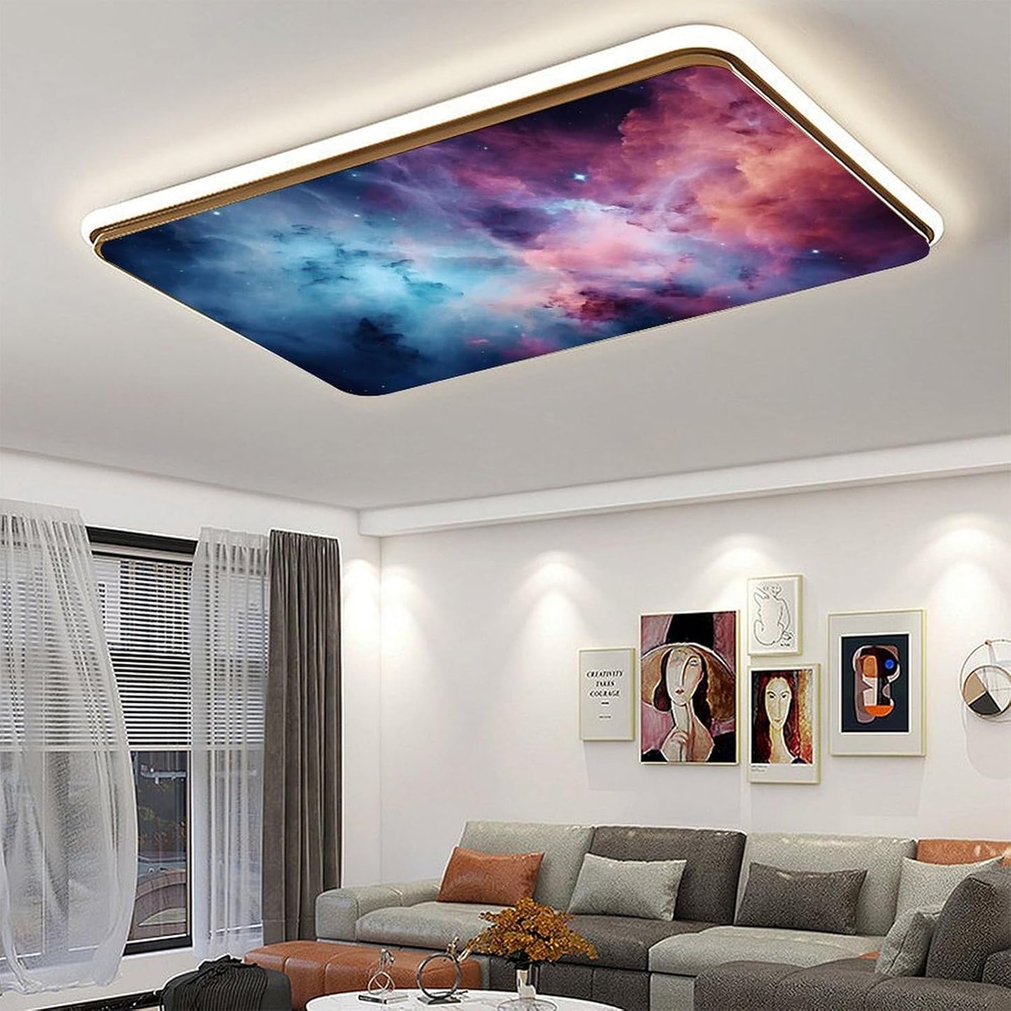 2PCS Fluorescent Light Cover for Ceiling Light Classroom-Starry Night Patten Magnetic Light Cover Shade Panel,Decorative Film Filter for Reducing Harsh Glare Flicker Home School Office Decorations