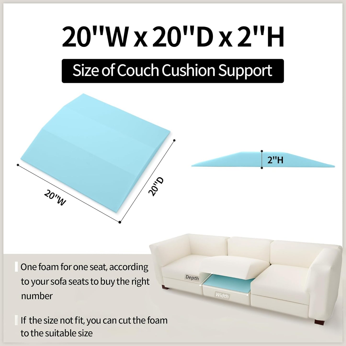 Tromlycs Sofa Cushion Support for Sagging Seat Trapezoidal Furniture Seat Under Couch Cushion Sag Repair Set of 3