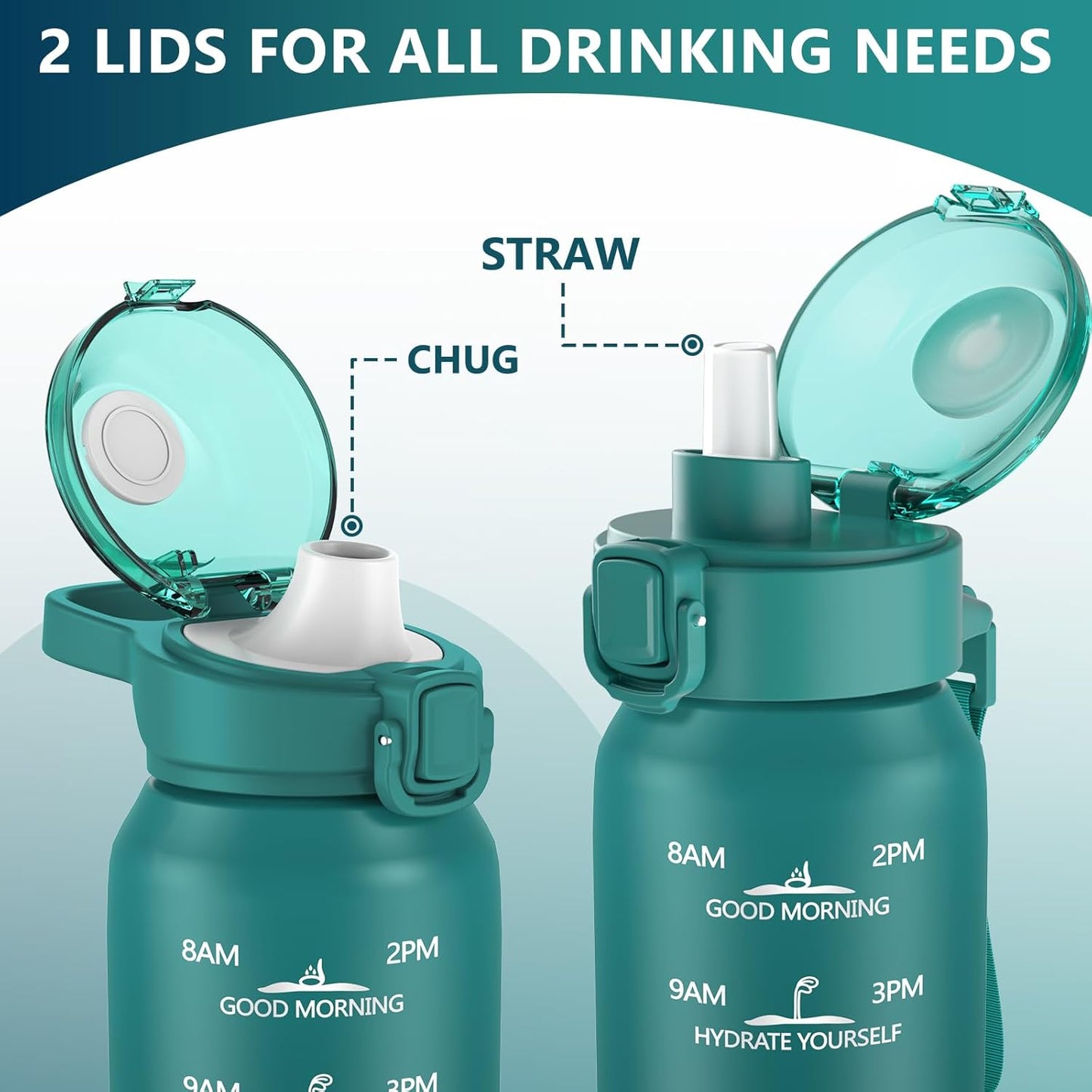 Insulated water bottle with Straw and Chug Lids, 18/10 Stainless Steel 24oz Water Bottle BPA Free, Double Wall Vacuum Wide Mouth Insulated Water Bottle for Men, Women & Kids BLUE BLUE