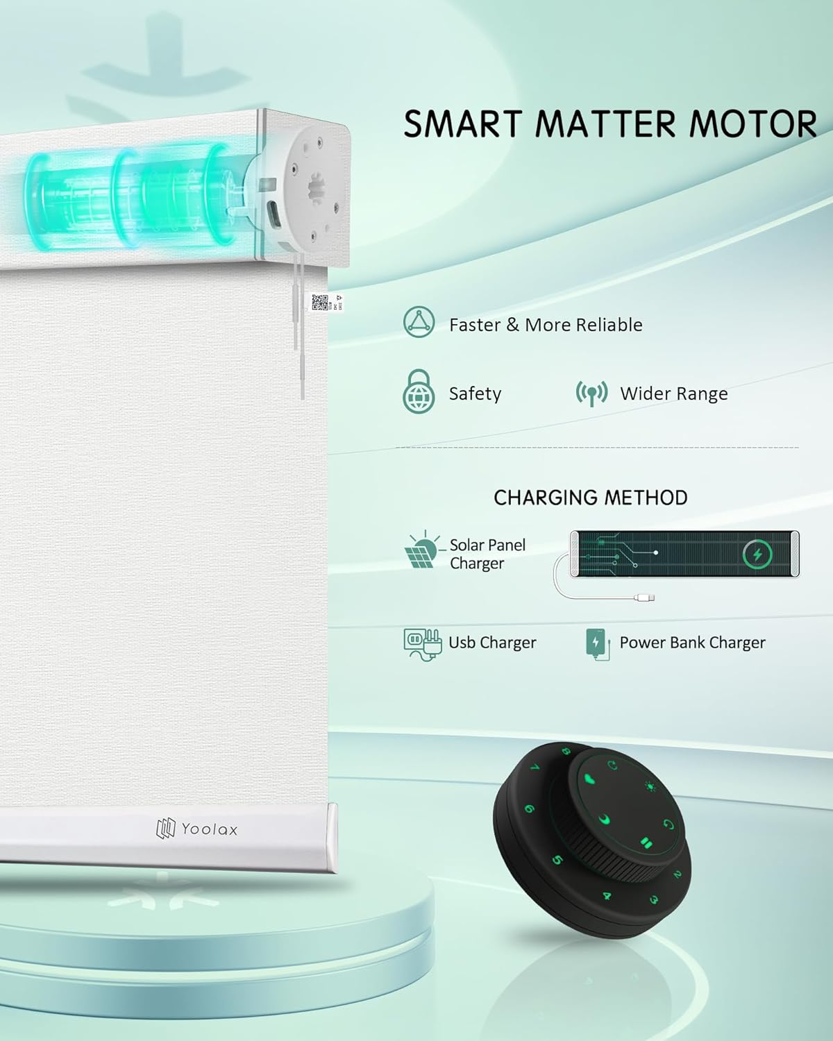 Yoolax Smart Blinds, Motorized Matter Solar Shades Flame Resistat Automatic Blinds for Windows Motorized Shades Compatible with Alexa, Google Home, Homekit(Solar-3% Openness Milky White)