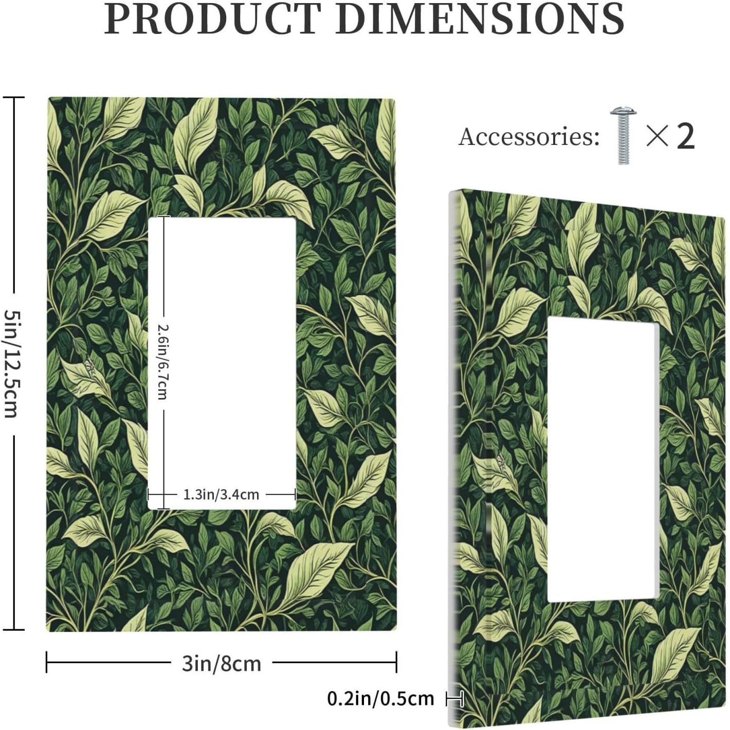 Outlet Covers Vintage Green Plant Leaves 1 Gang Wall Plates Single Rocker Light Switch Covers Decorative Switch Plates Electrical GFCI Panel Covers for Home Office Decor 5 X 3 IN