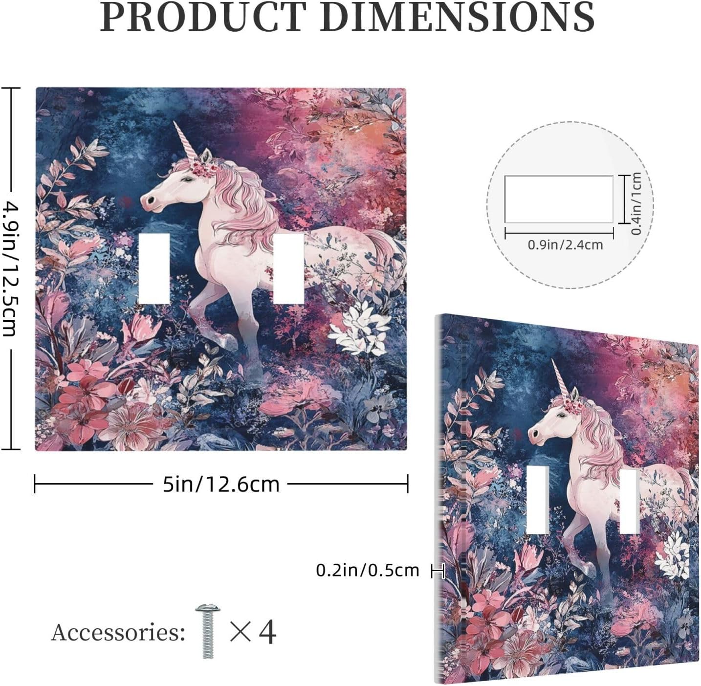 Decorative Switch Plate Covers Fantastic Pink Unicorn Wildflower Forest 2 Gang Double Toggle Light Switch Cover Plate Electrical Wall Plate Outlet Cover for Bedroom Kids room Decor