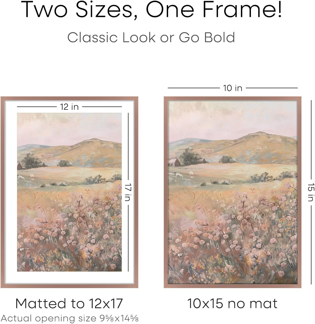 Homeforia 12x17 Picture Frame Mocha, High End Metal 12x17 Poster Frames with Mat 10x15 for Photo, 12 x 17 Mocha Frame Matted to 10 x 15 inch Print, 17x12 Thin Frame, Tempered Glass, Wall Kit, Set of 1