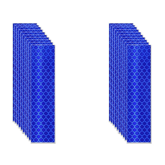 Non Fading Blue Reflective Stickers 1 inch X 4 inch, Outdoor Waterproof High Visibility Warning Safety Adhesive Reflector Tape (20 Pcs)