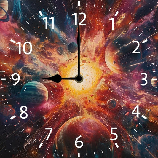 10 in Cosmic Connection -268 Wood Wall Clock – Digital Time Display, Smart Home Compatible for Bedside or Workspace