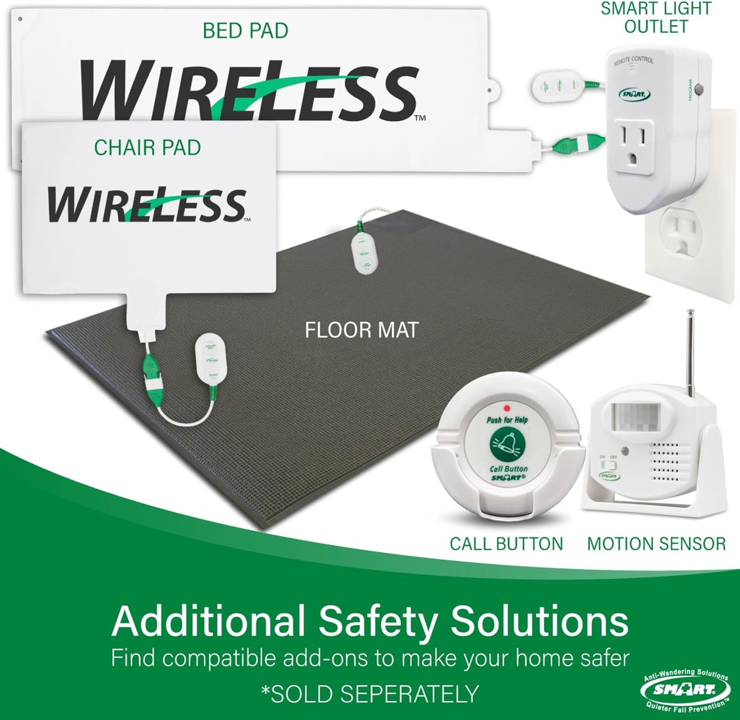 Smart Caregiver Wireless Monitor with 2 Nurse Call Buttons - Cordless Monitor with Two Call Buttons Alerts Caregiver up to 300 ft Away - Know When They Need Help! (Motion Sensor to Pager)