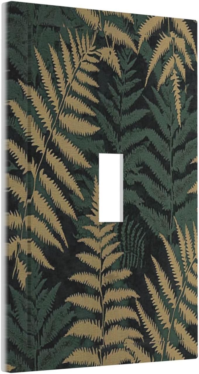 Decorative Light Switch Cover Botanical Fern Green Leaf Forest 1 Gang Single Toggle Device Electrical Faceplate Switchplates Decorator Outlet Wall Plate For Bed Room Home Decor