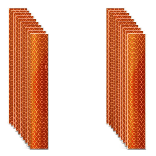 Non Fading Orange Reflective Stickers 1 inch X 6 inch, Outdoor Waterproof High Visibility Warning Safety Adhesive Reflector Tape (20 Pcs)
