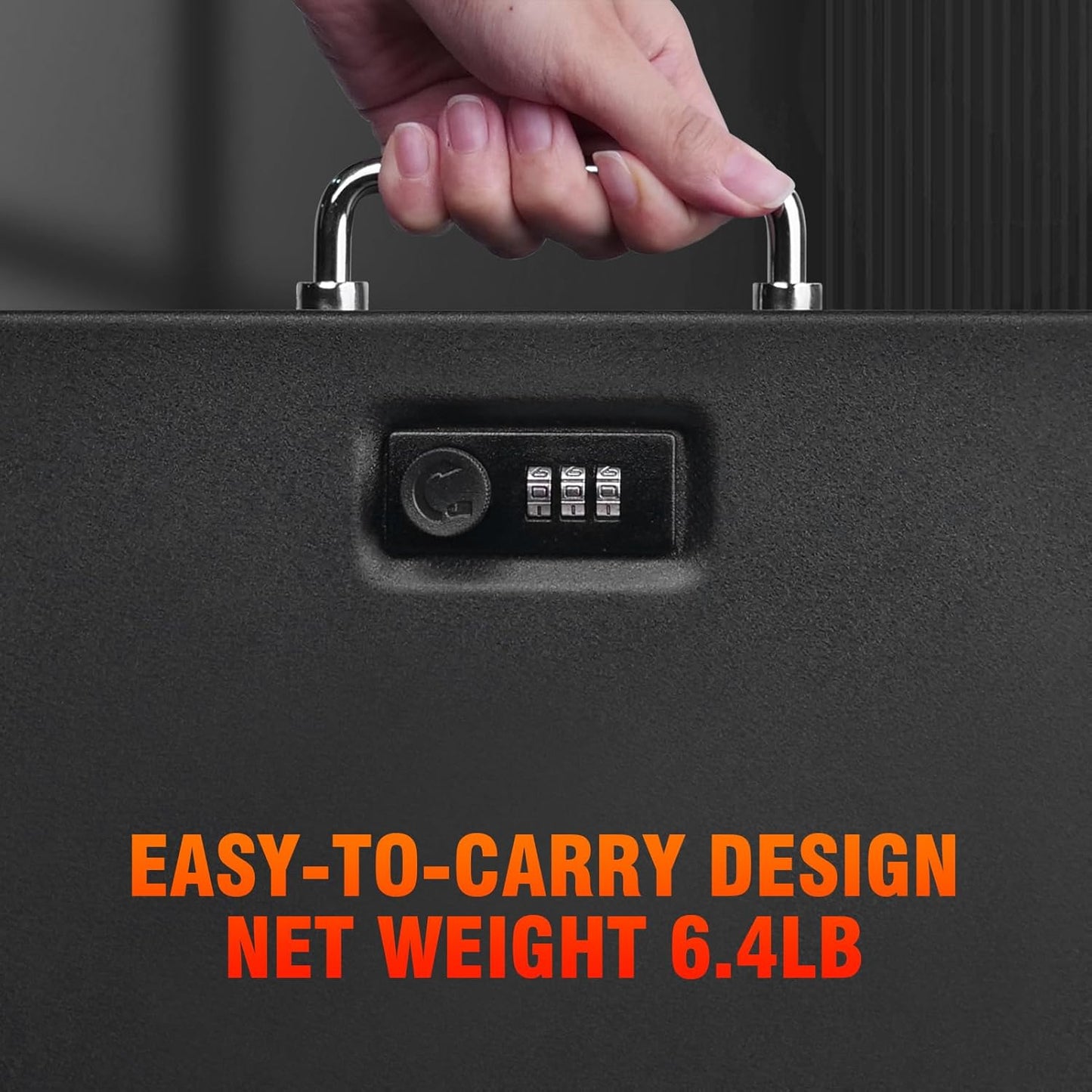 TOTOY Portable Fireproof Document Box with 3-digit Combination Lock, Safe Box for Valuables, Hand Held Storage Lock Box for Documents, Passport, Cash, Tablet