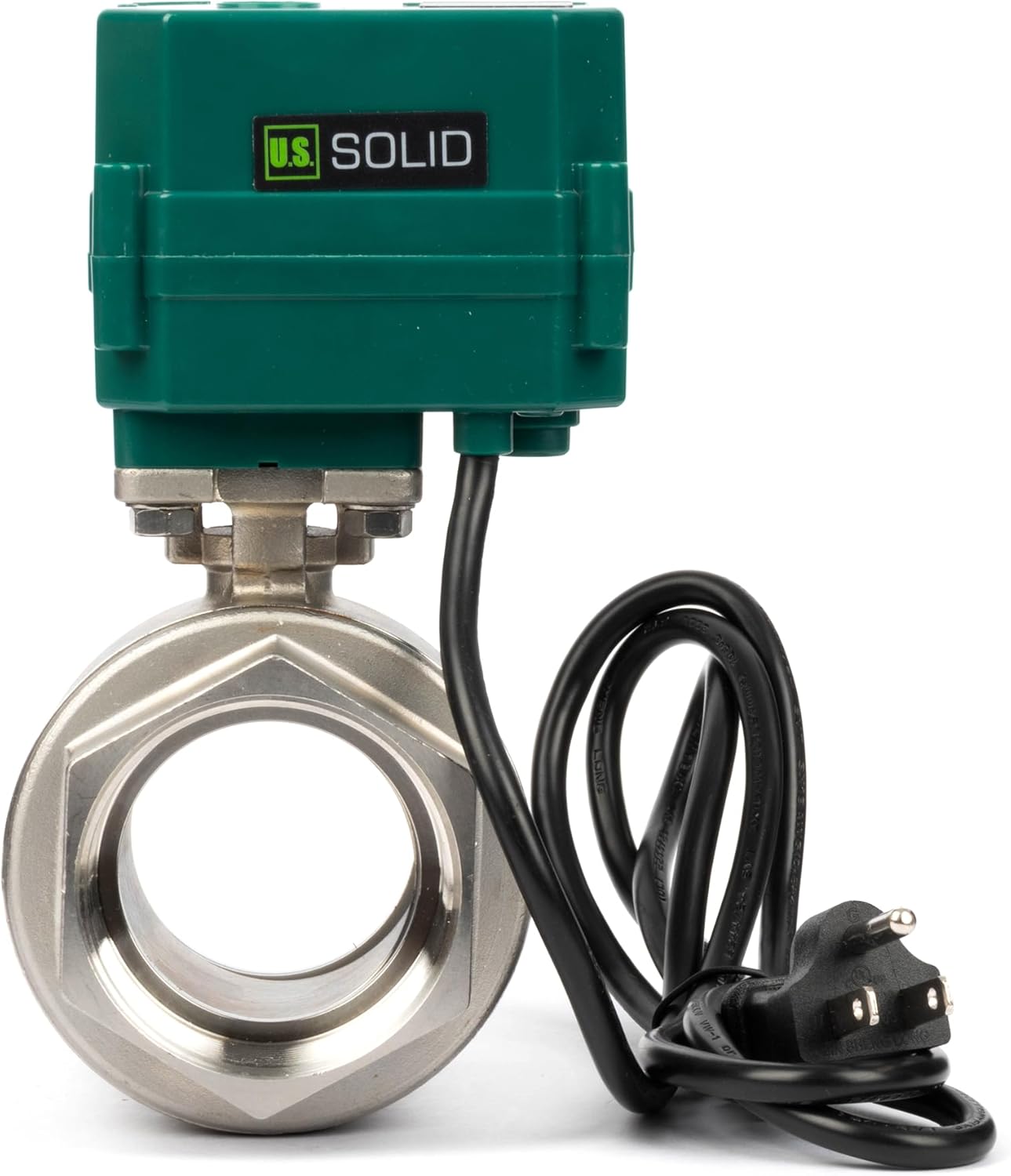 U.S. Solid 2" Motorized Ball Valve with US Plug 110VAC Stainless Steel Electrical Ball Valve,Auto Return, Normally Open