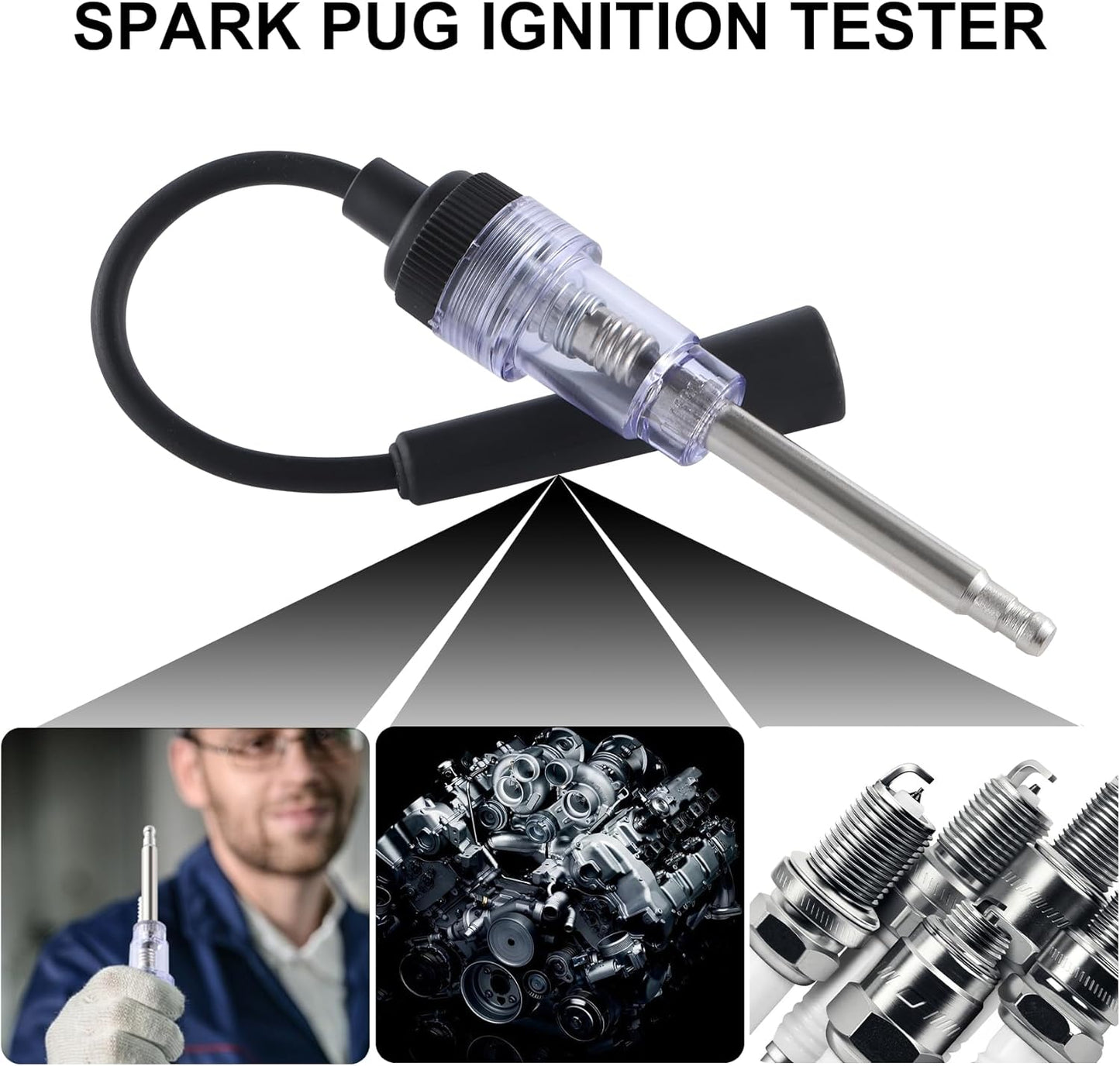 SINGARO Inline Spark Plug Tester, Plug-in Engine Ignition Tester, Car Exterior Accessories, Automobile, Lawn Mower,Engine Verification-Armature Diagnostic Test Tool