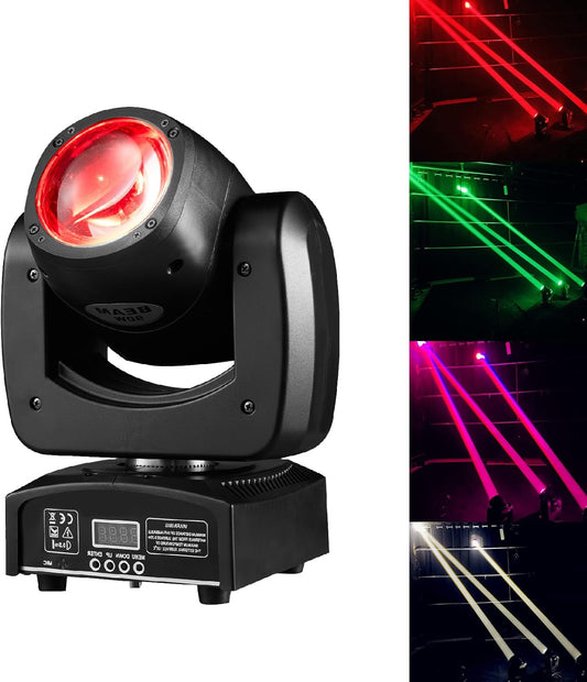 90W LED Moving Head DJ Lights Mini Beam Stage Lights Super Bright Spot RGBW 4IN1 DMX 512 13CH Sound-Activated for Wedding DJ Party Stage Lighting (90W, 1)