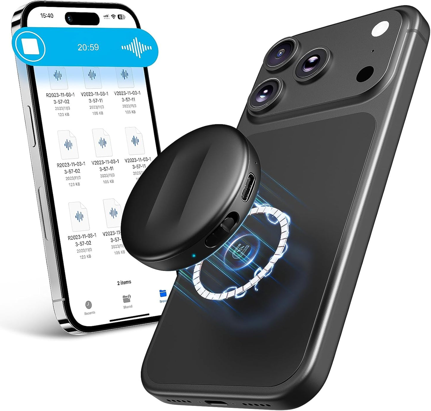 136GB(9800Hours) Magnetic Voice Activated Recorder - Recording Device with AI-Intelligent Triple Noise Reduction, Portable Dictaphone Digital Voice Recorder with Playback for Lecture Meeting Interview