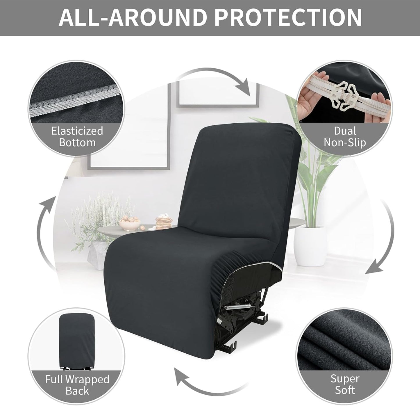 Easy-Going 100% Waterproof Recliner Cover Additional Seat Cover for Reclining Couch, Stretch Sofa Covers Washable Furniture Protector for Kids & Pets, 1 Seat, Dark Gray