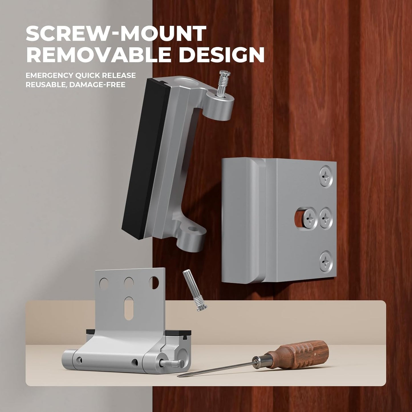 4 Pack Home Security Door Reinforcement Lock, Childproof Safety Door Lock Latch Stopper, Removable Screw-Mounted, Prevent Home Unauthorized Entry, Aluminum Construction, Withstands 800 lbs