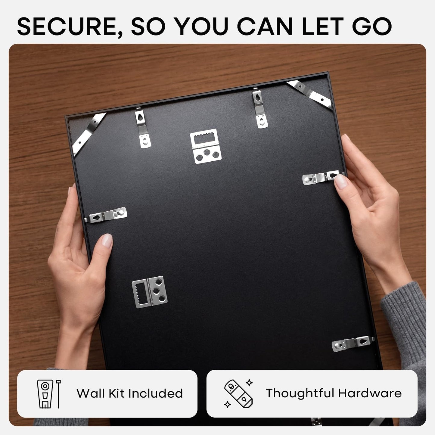Homeforia 24x24 Picture Frame Black, High End Metal 24 x 24 Large Square Poster Frame Matted to 20 x 20 in Photo, 24by24 Thin Black Frames with Mat 20x20 inch Print, Tempered Glass, Wall Kit, Set of 2
