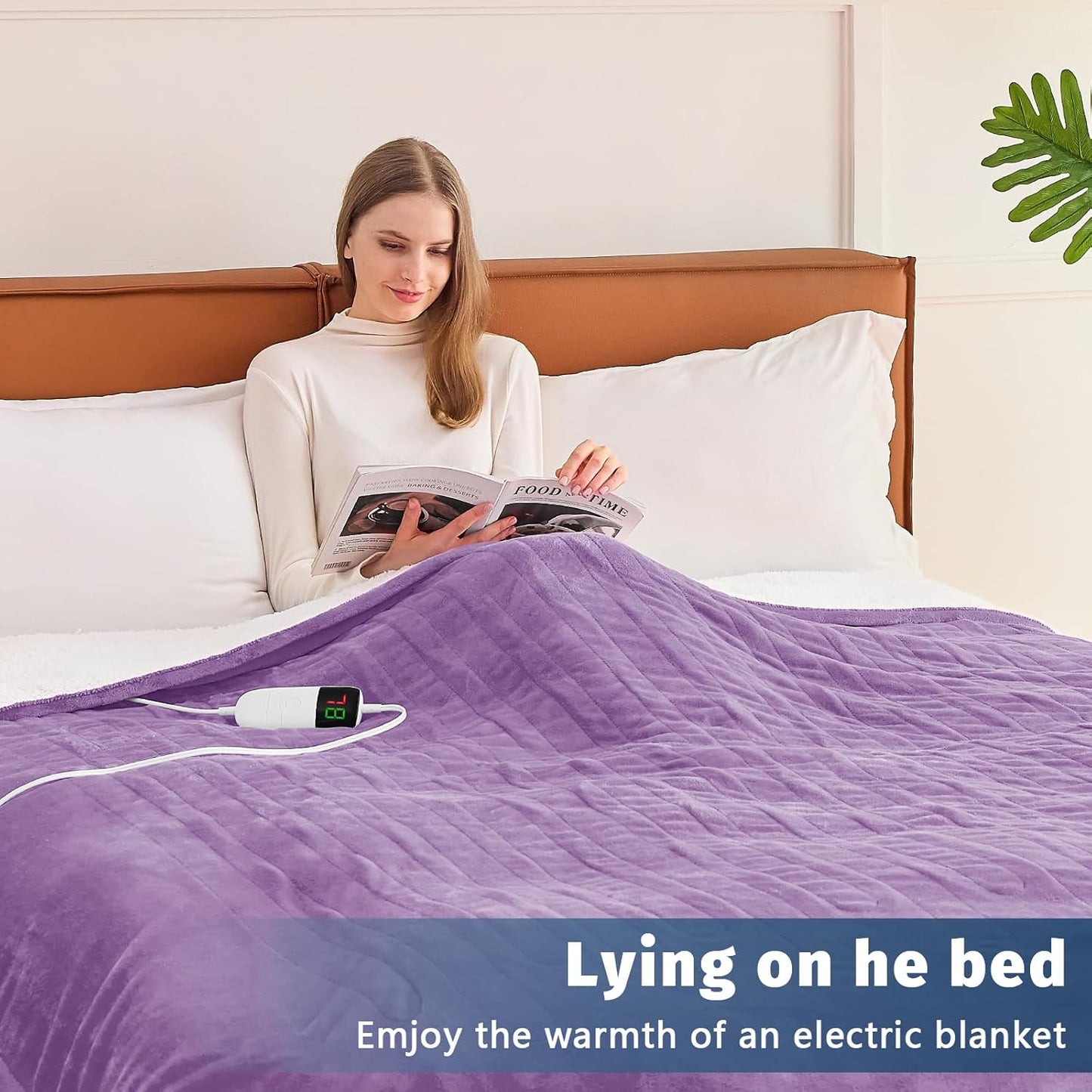 BOMOVA Heated Electric Blanket Twin Size- 62" x 84" Heating Blanket with 10 Heating Levels & 8 Hours Auto Off, Warm Flannel Blanket, Christmas Birthday Gifts for Women