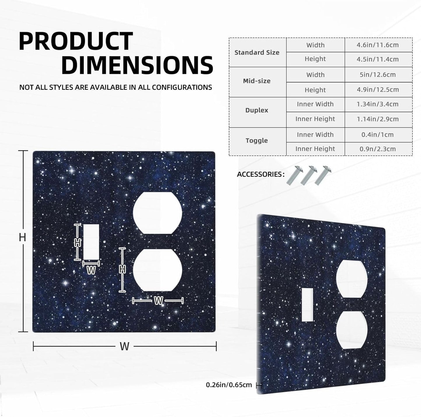 Decorative Outlet Covers Blue Galaxy Universe Space Stars 2 Gang Wall Plate Cover Single Toggle Duplex Combo Two Switch Light Switch Cover Plate Jumbo Dual GFCI Faceplate