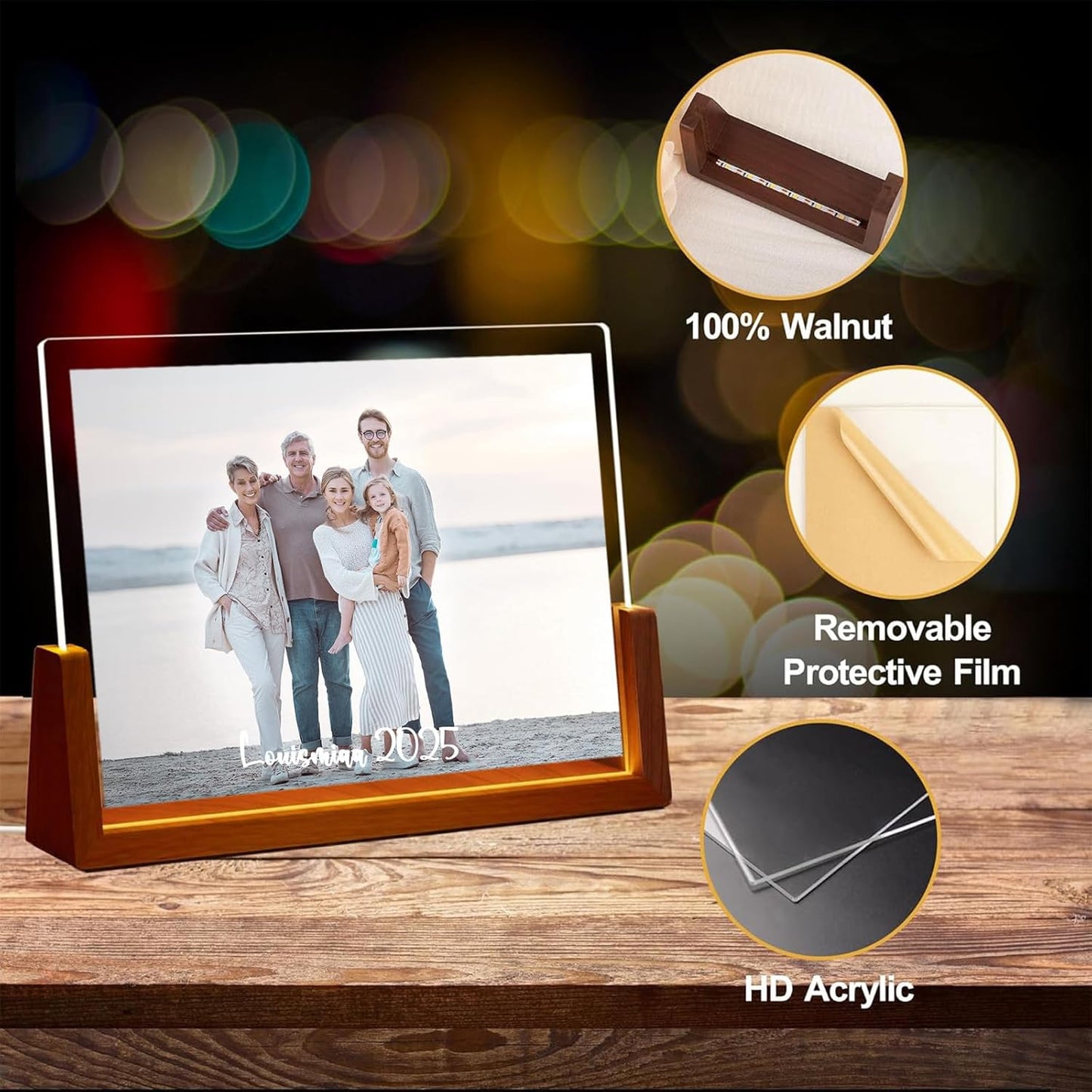 LOUISMIAA Customized Picture Frames with Night Light,Decorative Plaque Anniversary Birthday Mother’s Day Father’s Day Valentine’s Personalized Gifts for Boyfriend Girlfriend Couple Same Day Shipping