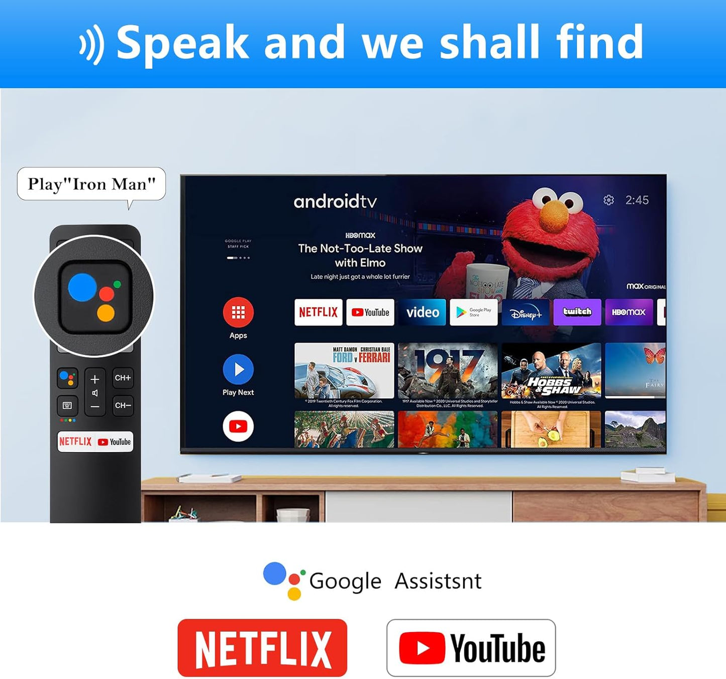 Voice Replacement for TCL-Android-TV-Remote,New Upgraded RC802V for TCL Smart TVs with Google Voice Function