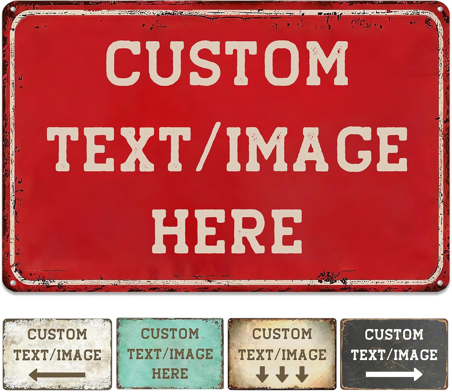 Custom Sign with Directional Arrow Rustic, Personalized Wall Decor, Vintage Metal Signs, 14''x10'' Customized Retro Aluminum Sign for Home Office Bar Yard Garden Outdoor Gift