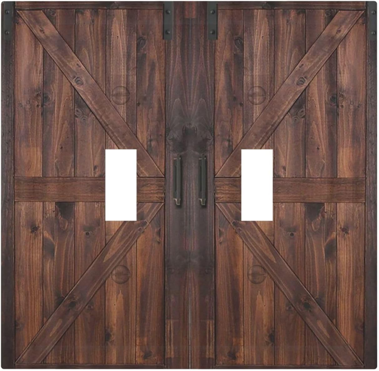 Decorative Light Switch Cover Plate Vintage Brown Farmhouse Barn Door 2 Gang Outlet Covers Double Toggle Wall Plates for Electrical Outlets Switch Plate Covers Faceplate for Bedroom Home Decor