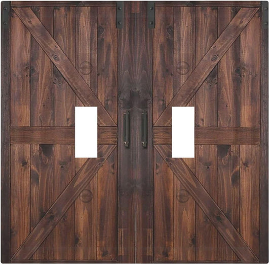 Decorative Light Switch Cover Plate Vintage Brown Farmhouse Barn Door 2 Gang Outlet Covers Double Toggle Wall Plates for Electrical Outlets Switch Plate Covers Faceplate for Bedroom Home Decor