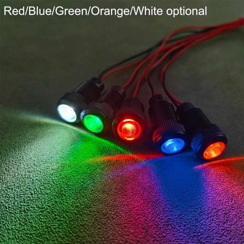 6pcs White LED Indicator Pilot Light AC/DC 12-24V Mounting Hole Size 10mm(Flame Retardant Plastic Shell)