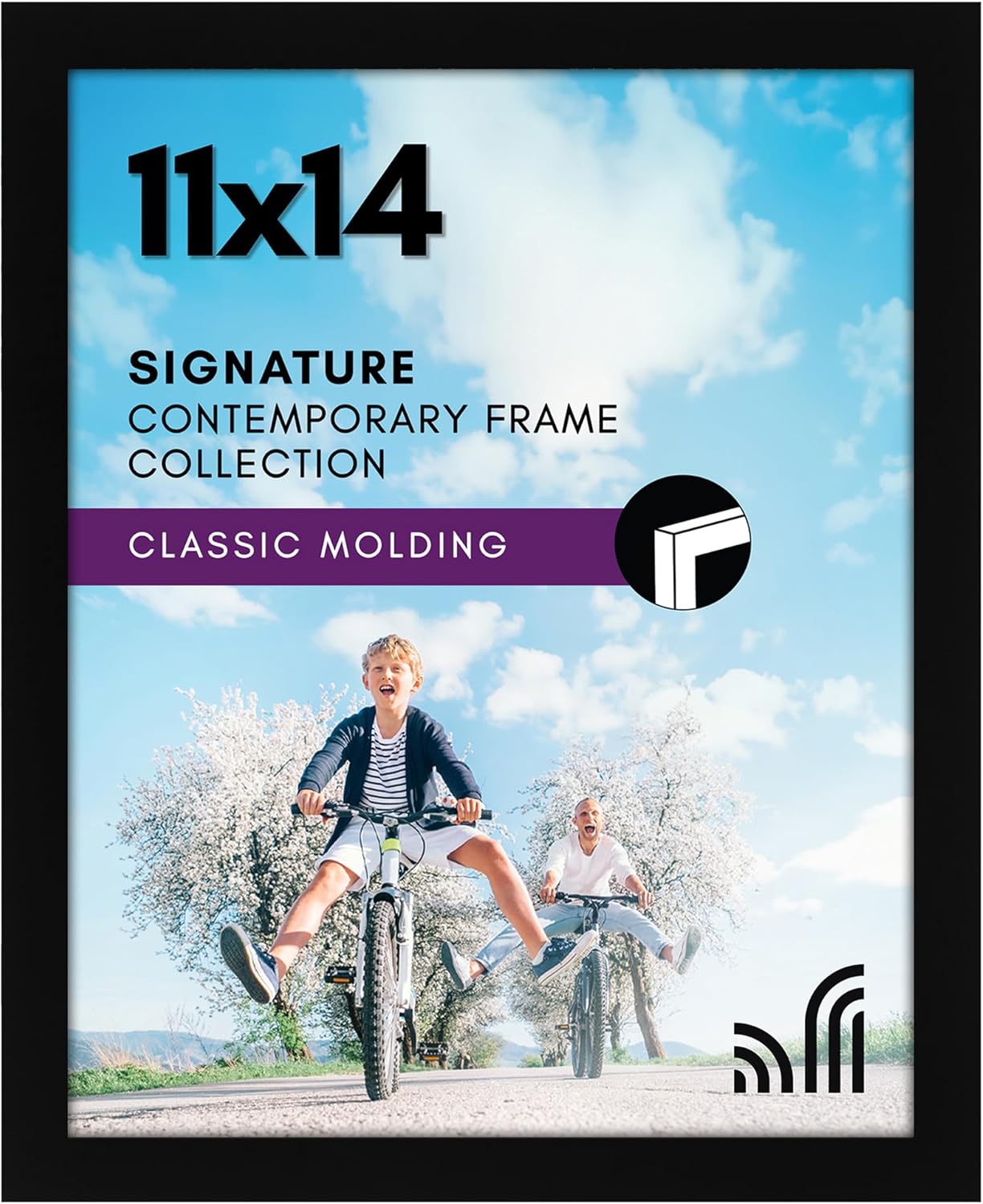 Americanflat 11x14 Picture Frame with Shatter-Resistant Glass - Signature Collection - Gallery-Style Frames Made of Engineered Wood - Photo Frame for Wall Display - Black