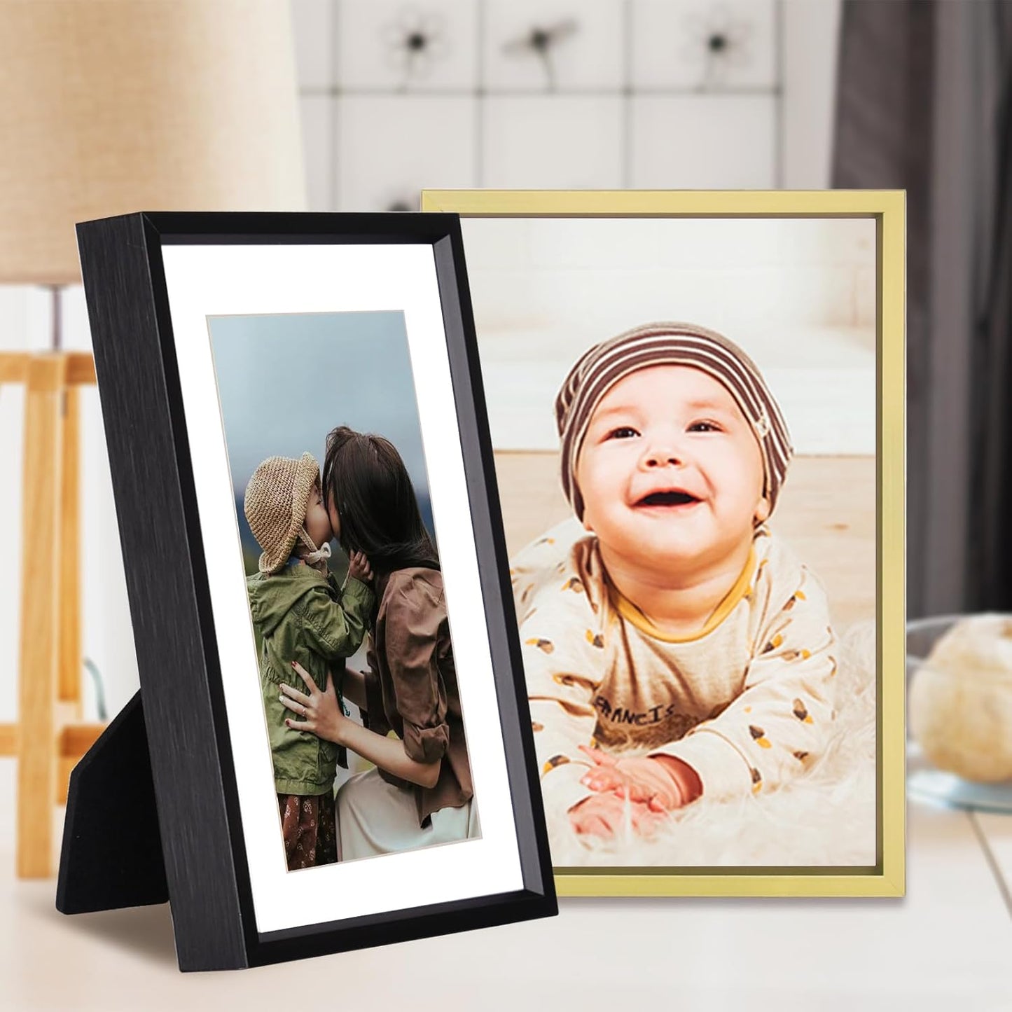 3x5 Picture Frame Set of 3, Black Aluminum Metal Photo Frames with HD Glass, Fits 2x3 with Mat or 3 x 5 without Mat, Display for Wall and Table