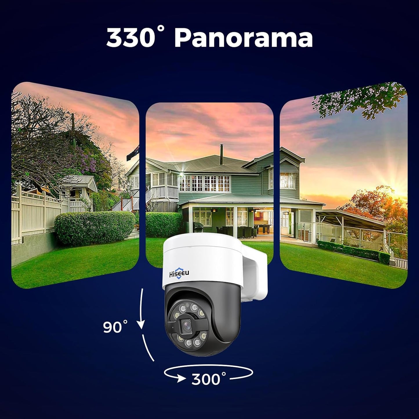 【Human Tracking+330° View】 Hiseeu 4K PoE Security Camera System,All-in-one 12" Monitor,8Pcs 5MP PoE PTZ Security Cameras for Home Security Outdoor,2-Way Audio,Color Night Vision,16CH Expandable