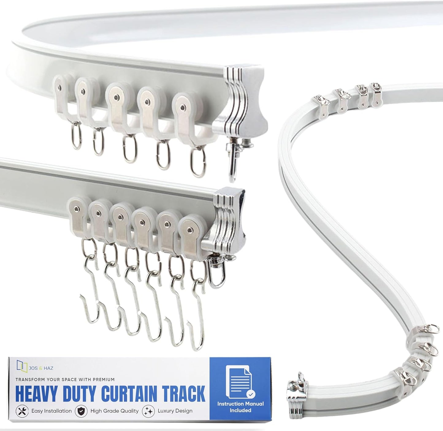 Aluminum Flexible Ceiling Curtain Track – 3ft-16.4ft / 5m Bendable Wall/Ceiling Mount Rail, Smooth Glide System for Bay Windows, RVs, Room Dividers, Showers – Easy Install & Custom Fit