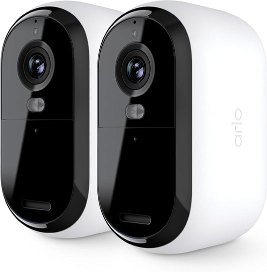 Arlo Essential Security Camera 2K | Outdoor-Indoor | 2nd Gen | Wireless with Spotlight, 2-Way Audio, Color Night Vision, Live Stream, Motion Activation, Real Time Notifications - White, 2 Camera