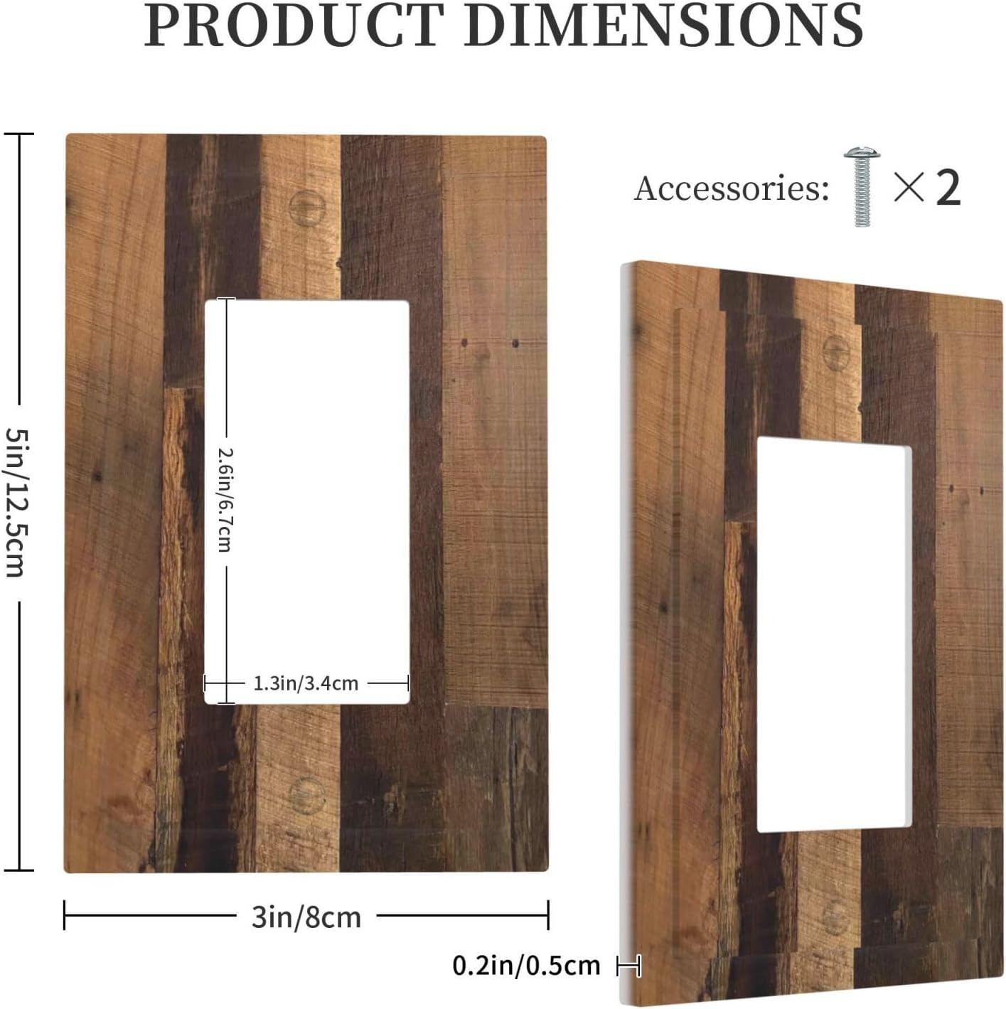 Rustic Brown Wood Vintage Wood Board Decorative Outlet Covers 1 Gang Single Rocker Light Switch Cover Plate Wall Plates Gfci Faceplate For Farmhouse Cabin Decor