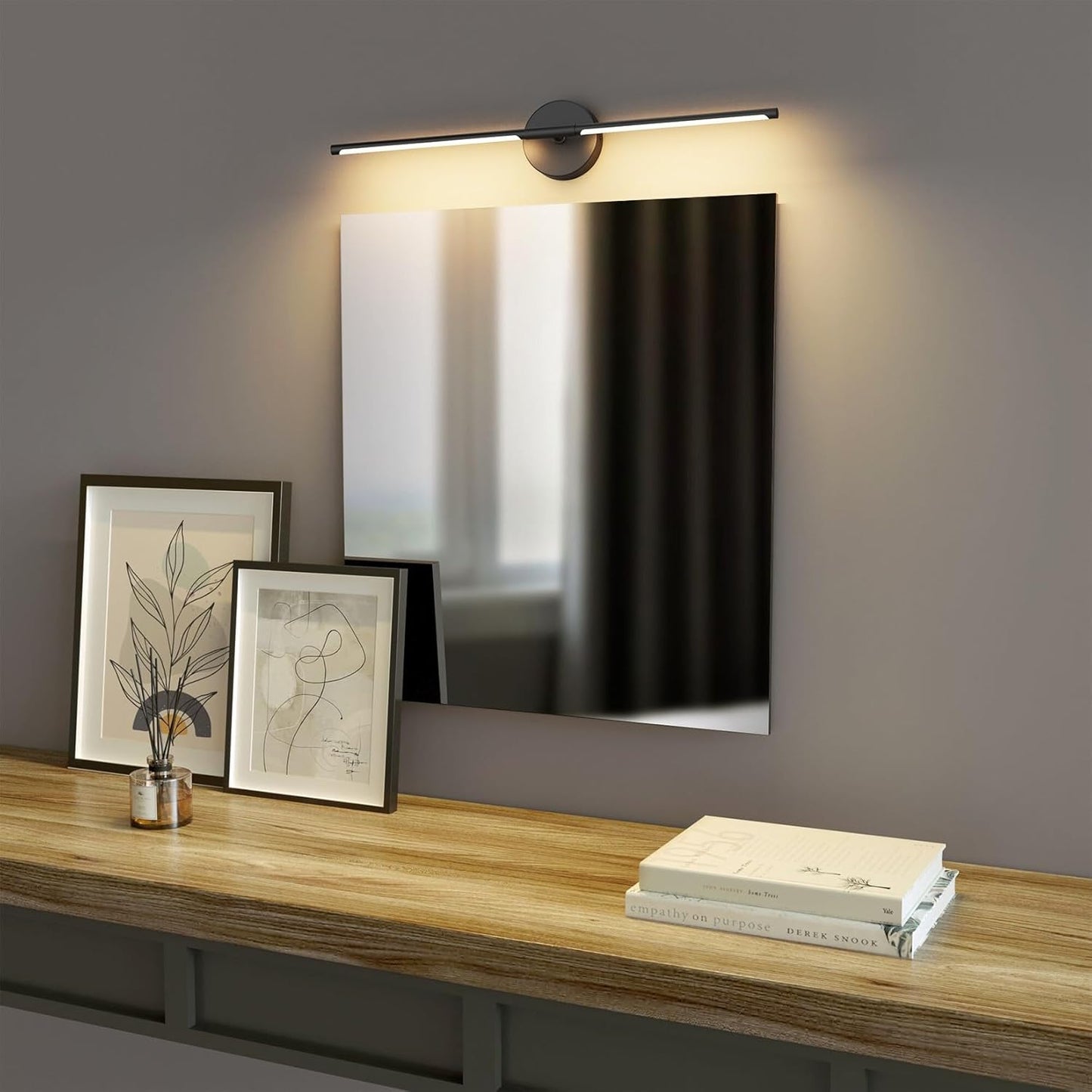 Black Wall Sconce for Bathroom 28In Hardwired Vanity Light Fixture 3000K Indoor Bathroom Sconce Over Mirror 360° Rotate for Living Room