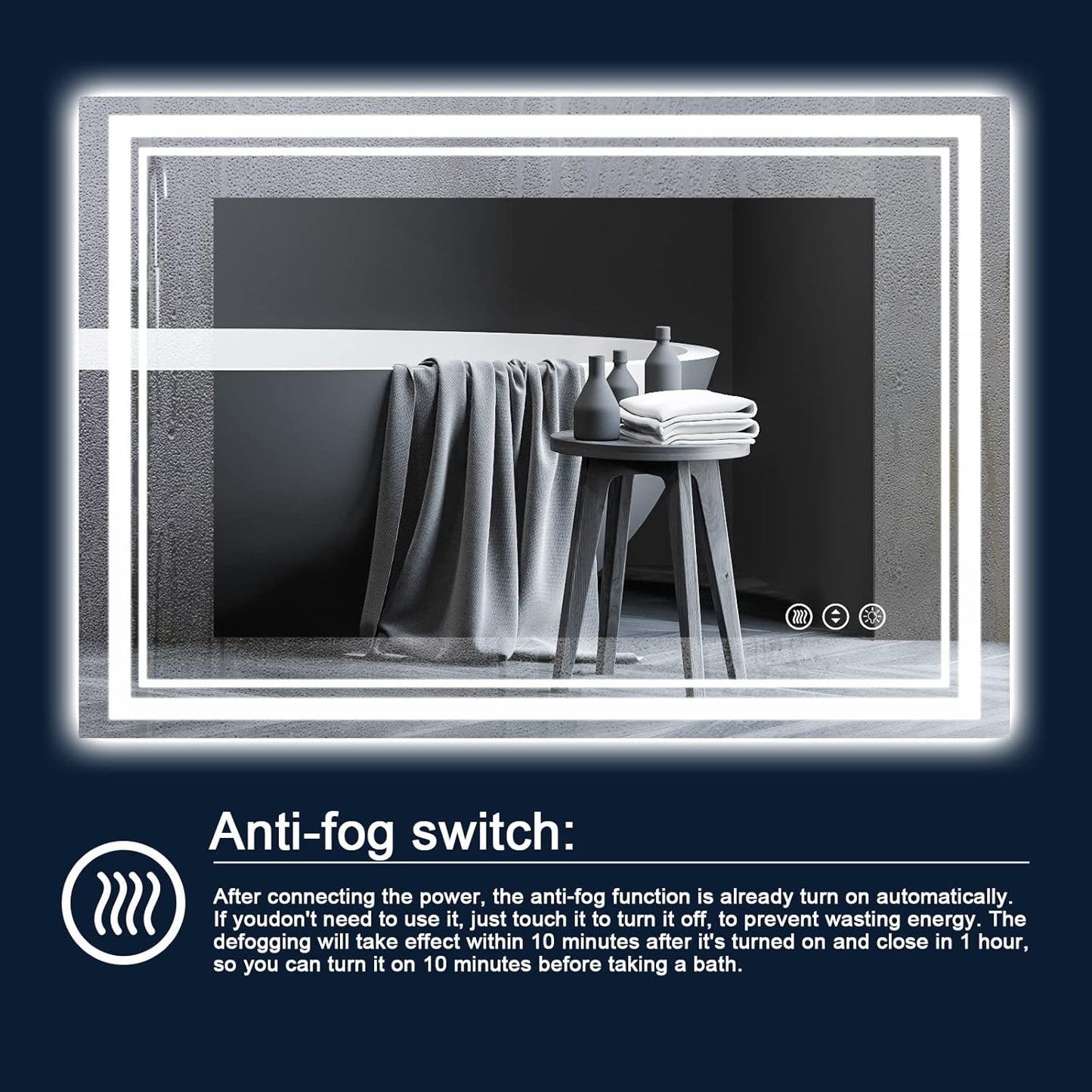 40x36 Inch LED Bathroom Mirror with Lights,Backlit and Front Lighted Bathroom Vanity Mirrors for Wall,Anti-Fog Dimmable Memory Shatterproof LED Vantiy Mirror