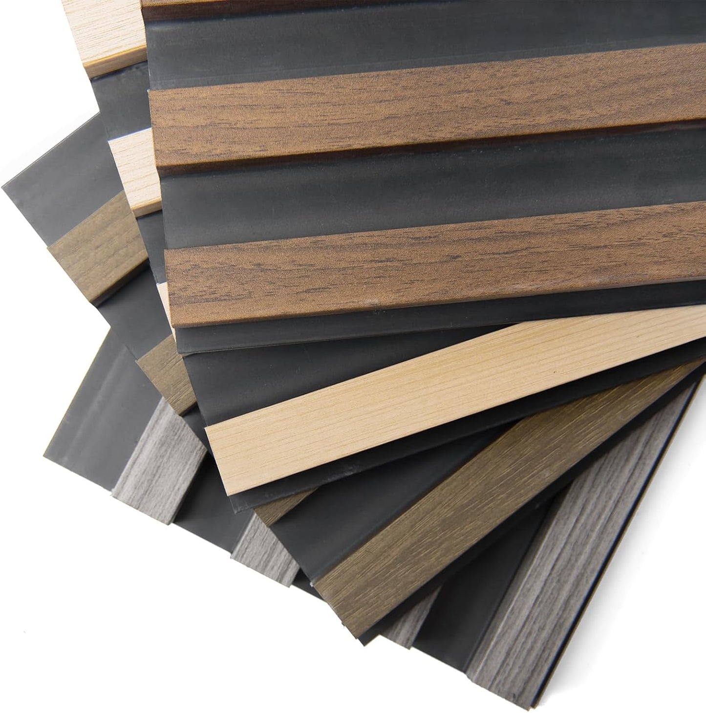 Art3d 4-Pack 6 x 6 Inch WPC Wood Slat Wall Panel for Interior Wall Décor, 3D Wood Fluted Acoustic Wall Paneling for Living Room Bedroom Home & Office - 4 Colors