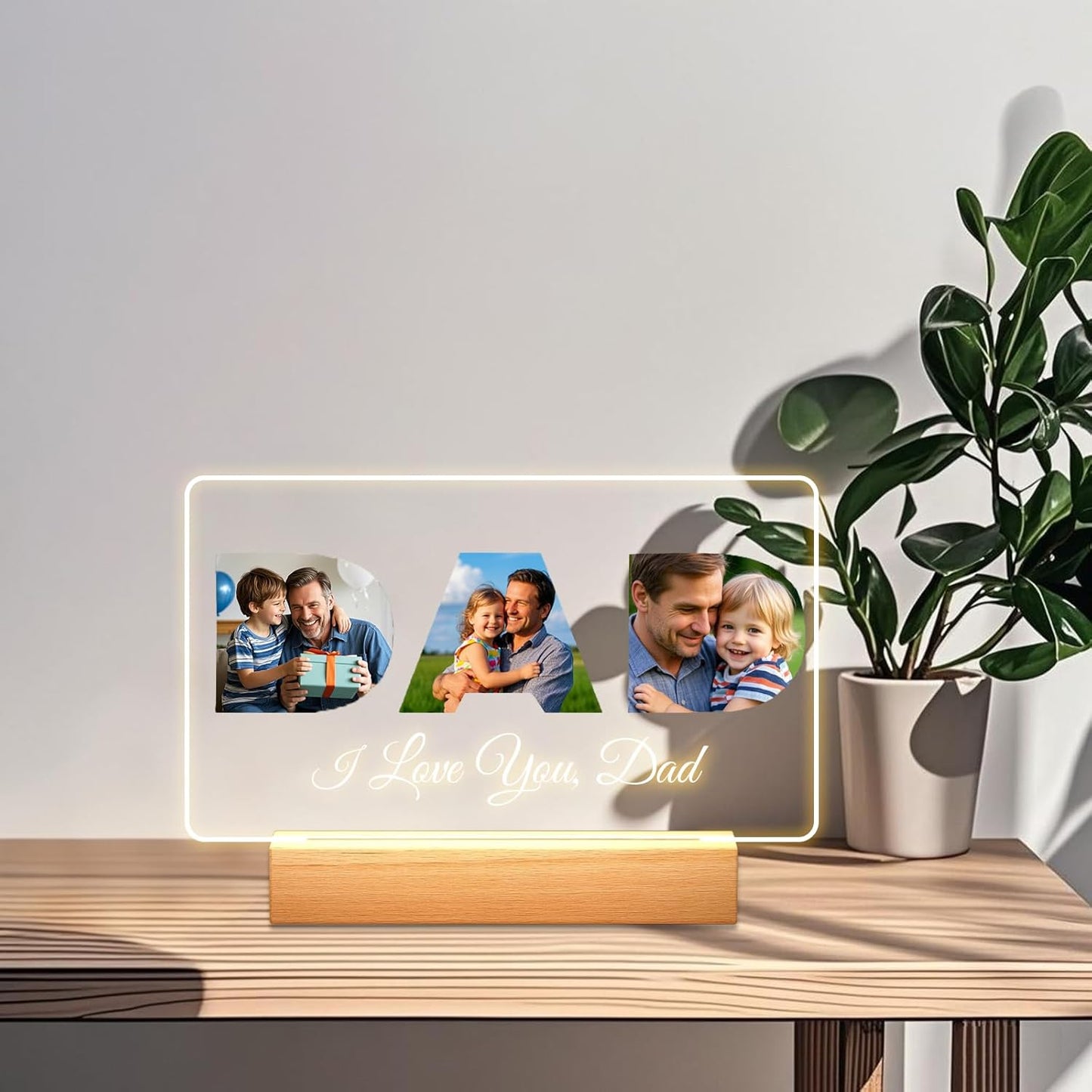 Personalized Picture Frames with Photo, Custom Photo Frame with Night Light, Customized Girlfriend Photo Gifts, Ideal Gift for Couples Anniversary Birthday Mom Dad Him Her