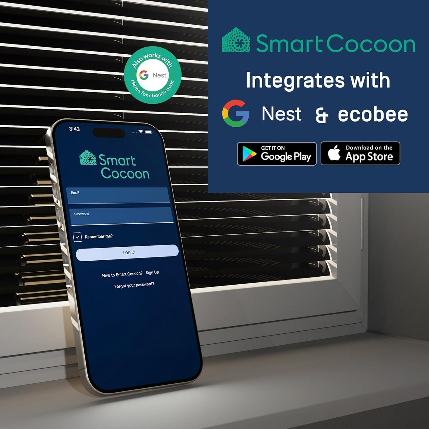 4X10 Register Booster Fan with Temperature & Humidity Sensor - Smart Dual Air Conditioner & Heater Floor Fan for Smart Home - Integrates with Ecobee & Nest Thermostats