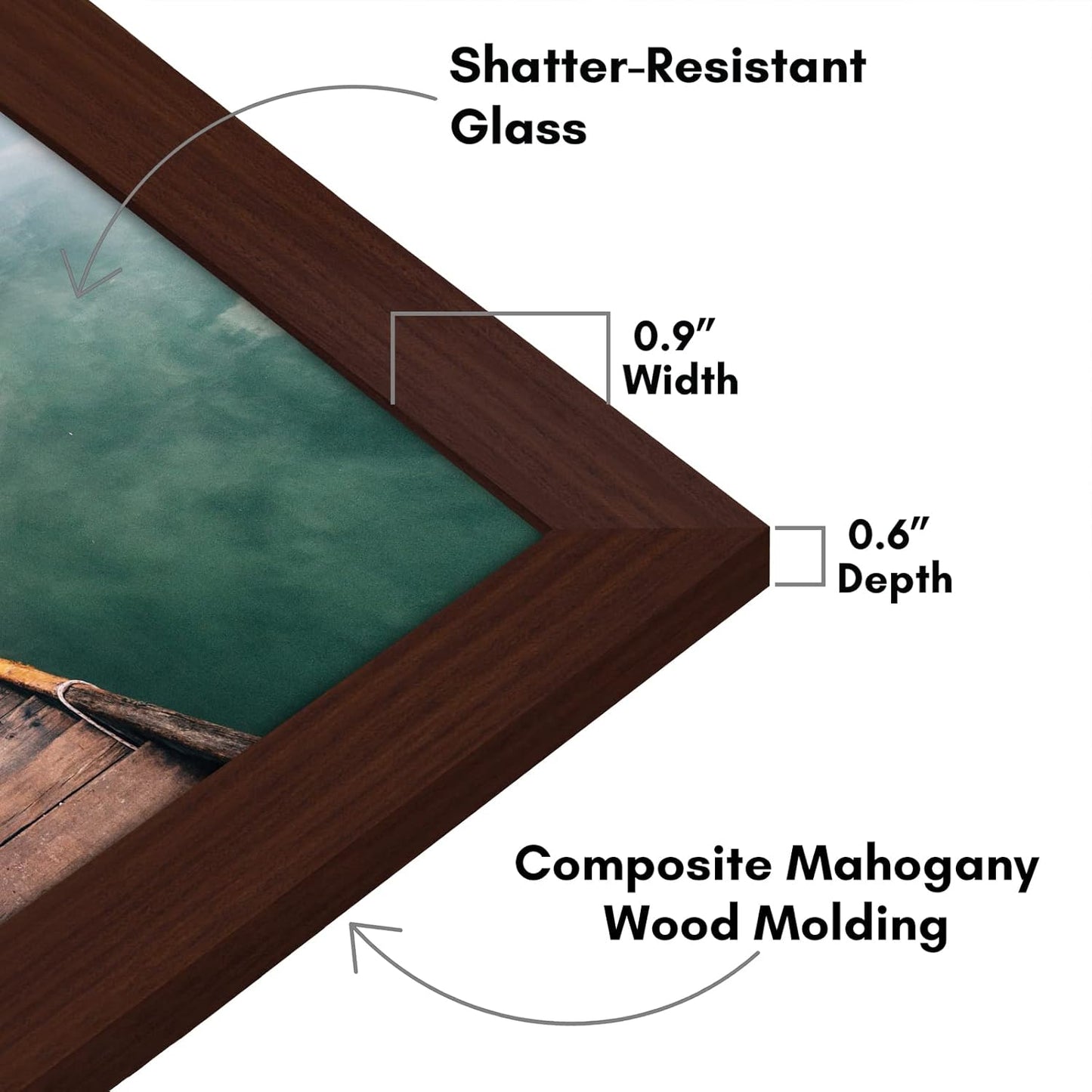 Americanflat 12x18 Poster Frame with Shatter-Resistant Glass - Signature Collection - Gallery-Style Frames Made of Engineered Wood - Photo Frame for Wall Display - Mahogany
