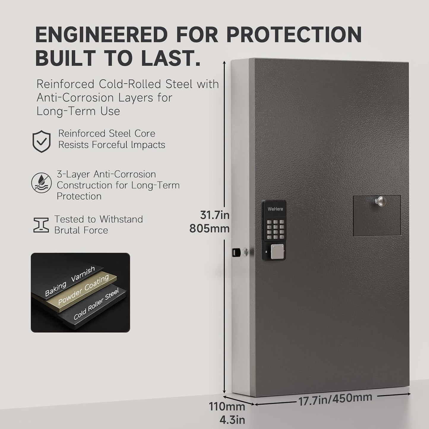 104 Keys Lock Box with Drop Slot, Key Cabinet Wall Mount, Fixed Code/OTP, APP Bluetooth/Wi-Fi, Spare Key Unlock, Large Key Return Box for Hotel, Car Dealerships, Realtors, Office