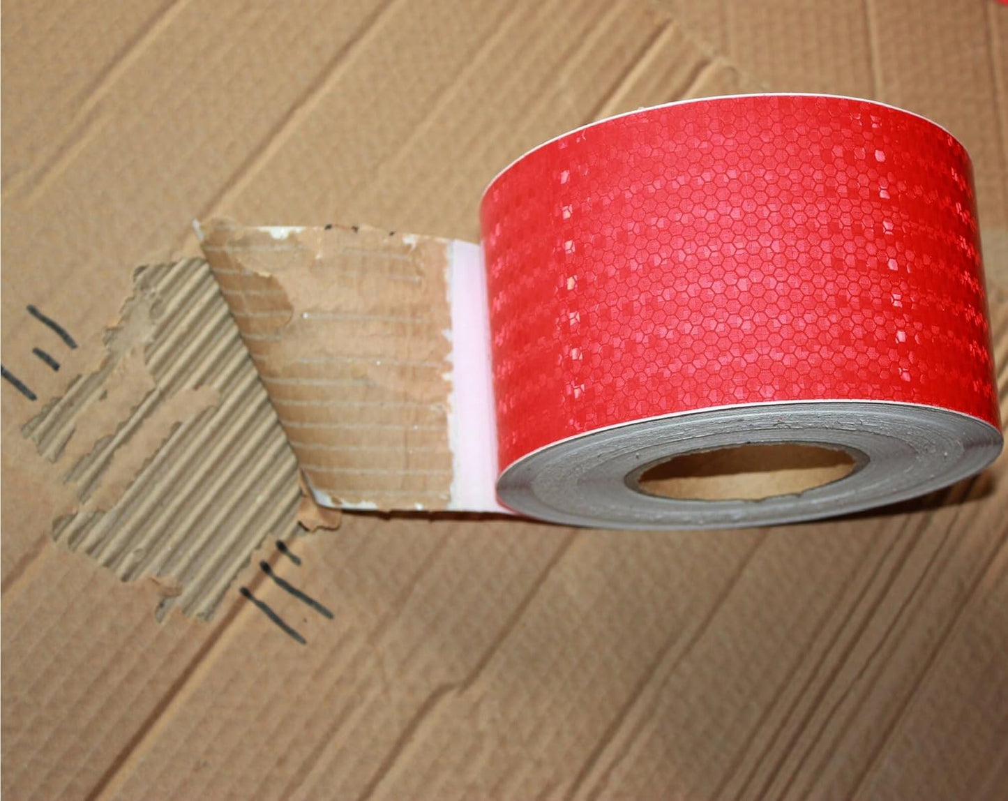 Red Reflective Tape Outdoor Waterproof 4 inch Wide, High Visibility Warning Industrial Marking Tape, Safety Stickers (168 feet)