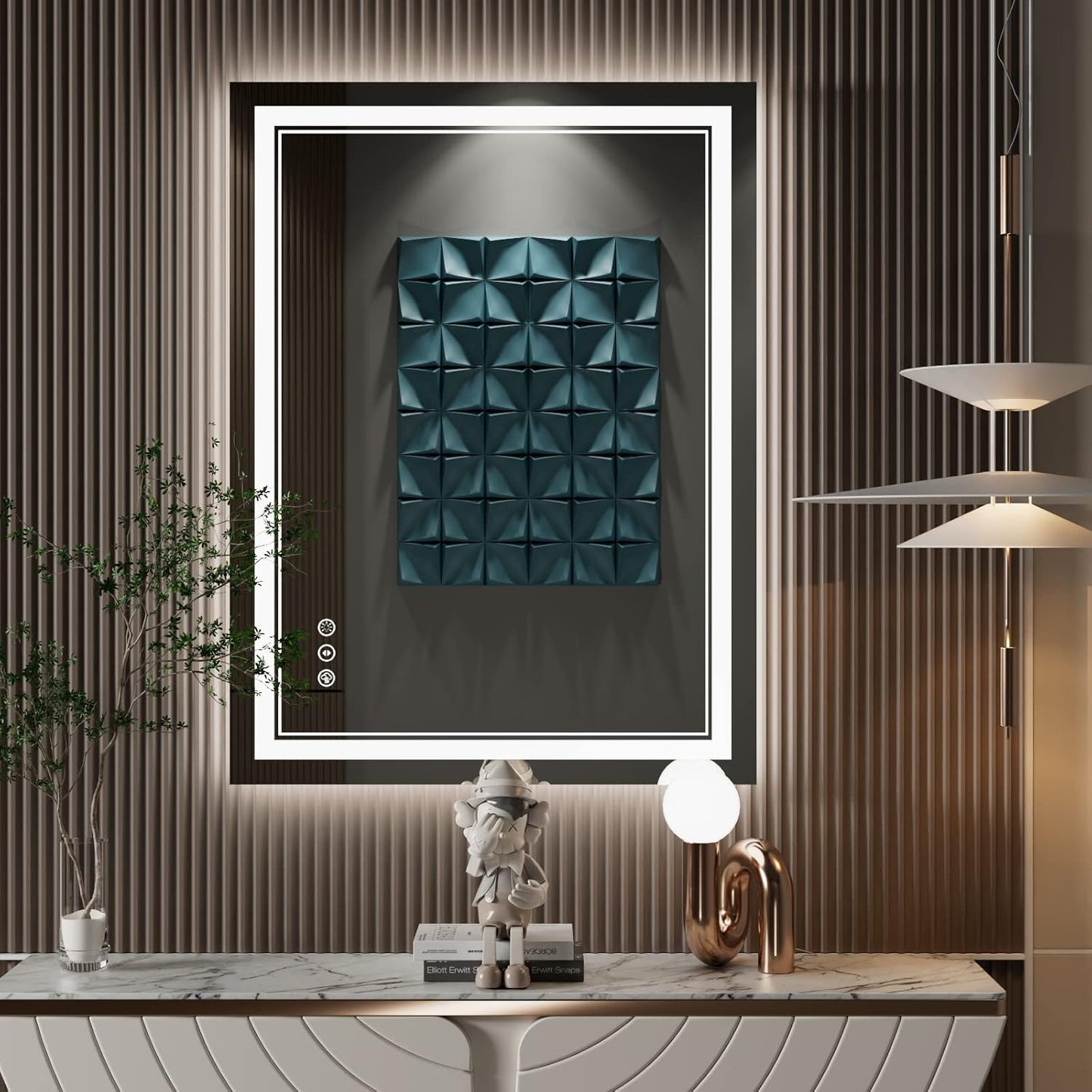 24x32 Inch LED Bathroom Mirror with Lights, Front Light and Backlit Anti-Fog Dimmable Memory Lighted Vanity Mirror, Shatterproof Wall-Mounted Led Mirror for Bathroom